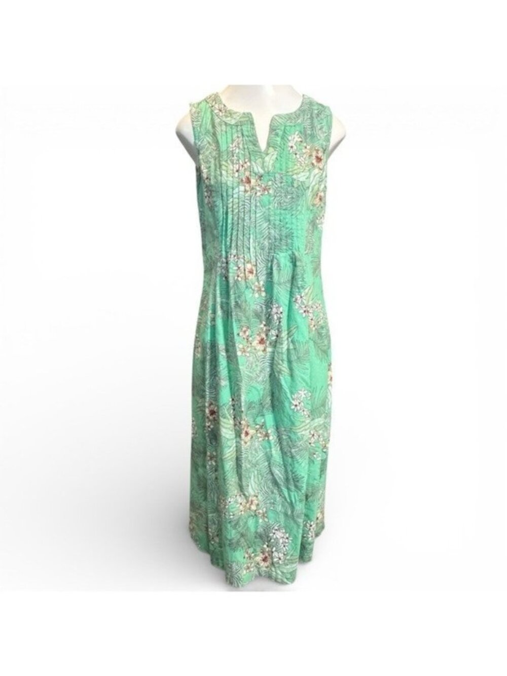 Chadwicks of Boston Size M Linen Blend Maxi Dress Floral Tropical Vacation Beach